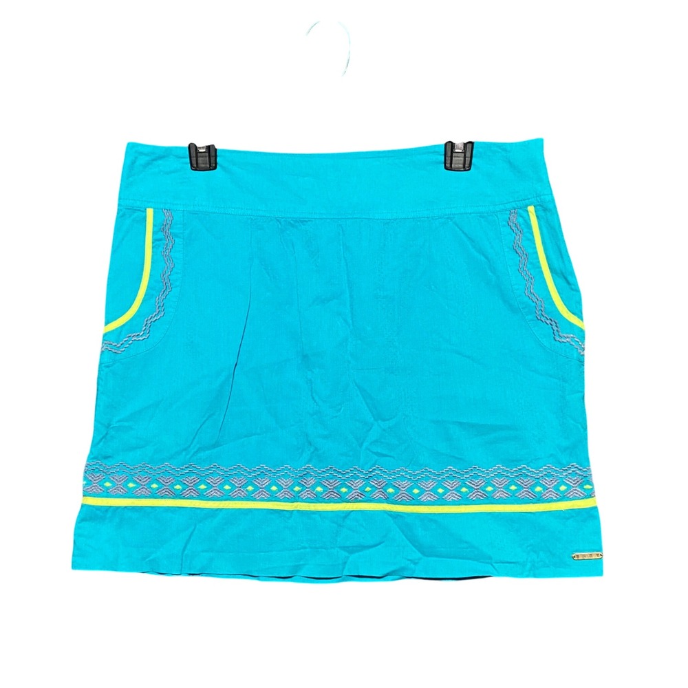Roxy VTG Y2K Limited Edition Turquoise Blue Embroidered Cotton Mini Skirt Size 9